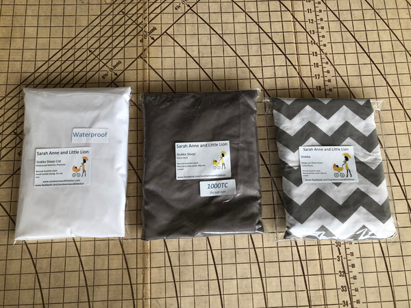 Twin Pack Fitted sheets and waterproof mattress protector to fit portacot