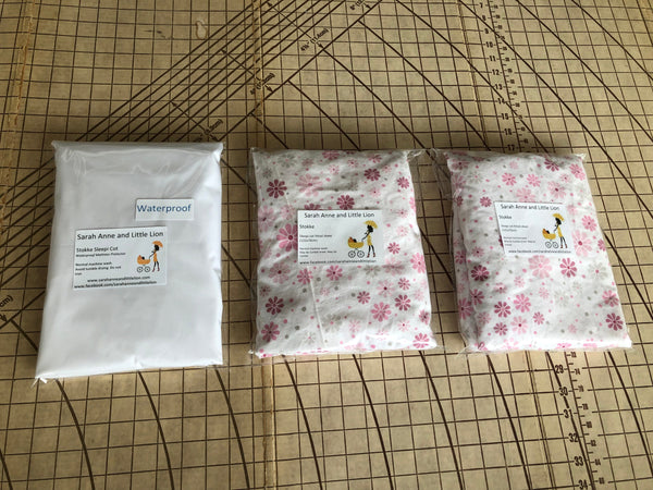 Twin Pack Fitted sheets and waterproof mattress protector to fit portacot