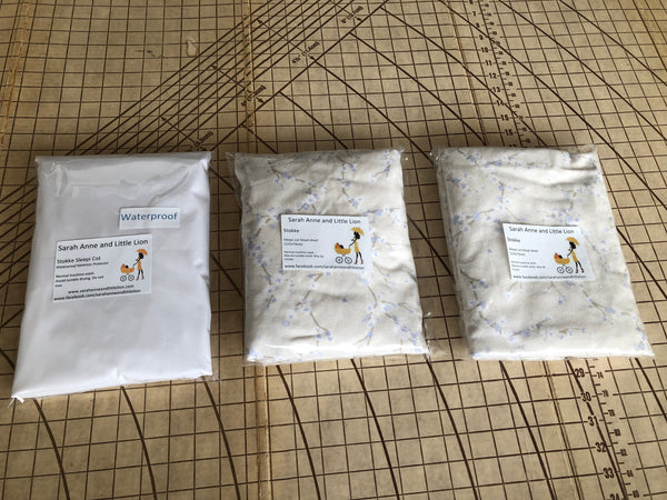 Twin Pack Fitted sheets and waterproof mattress protector to fit portacot