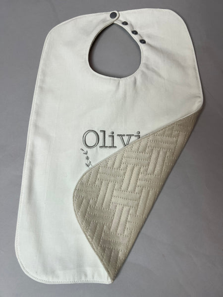 Special occasion personalised Super bibs! Wider and longer with an adustable neck opening for the perfect fit