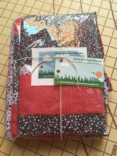 Bugaboo Cameleon carrycot bassinet fitted sheets x2 & Blanket Red Patch Flowers
