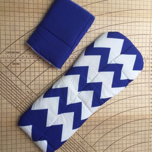 X2 Bugaboo Donkey Carrycot Bassinet Quilted Reversible fitted sheet Blue Chevron