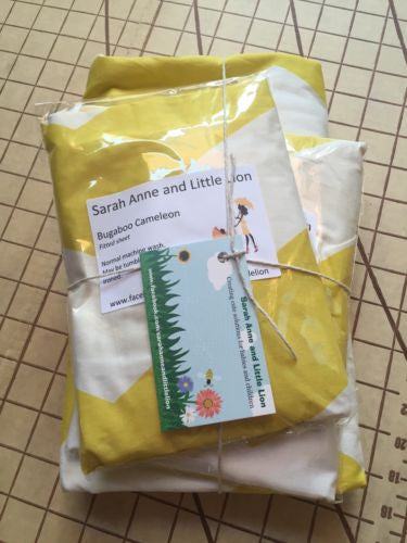 Bugaboo Cameleon carrycot bassinet fitted sheets x2 & Blanket Yellow Chevron