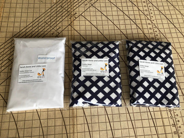 Twin Pack Fitted sheets and waterproof mattress protector to fit Leander Classic Cot