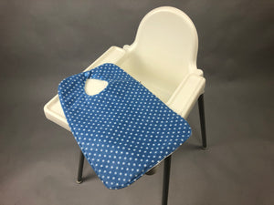 Super bibs! Wider and longer with an adustable neck opening for the perfect fit - Blues