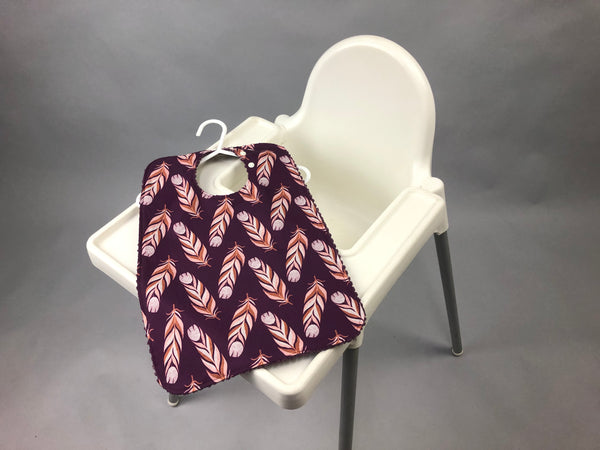 Super bibs! Wider and longer with an adustable neck opening for the perfect fit - Purples