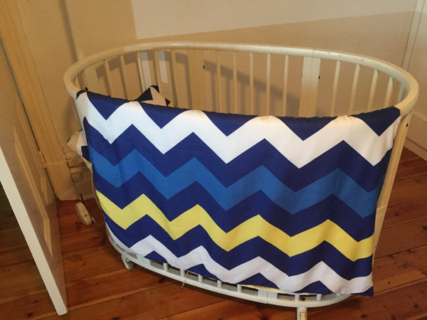 Blue Yellow White Chevron Cot Quilt Cover And Pillow Case