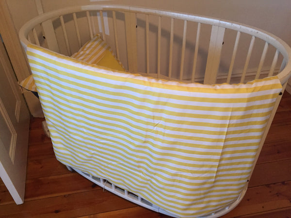 Blue Yellow White Chevron Cot Quilt Cover And Pillow Case