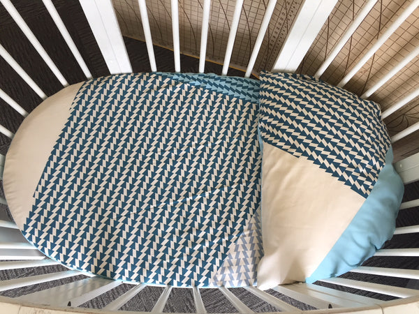 Twin Pack Of Blue geo sheets to fit Stokke Sleepi cot