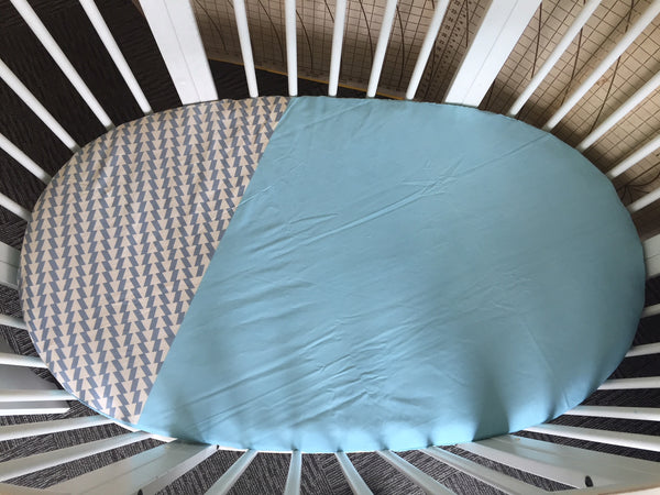 Twin Pack Of Blue geo sheets to fit Stokke Sleepi cot
