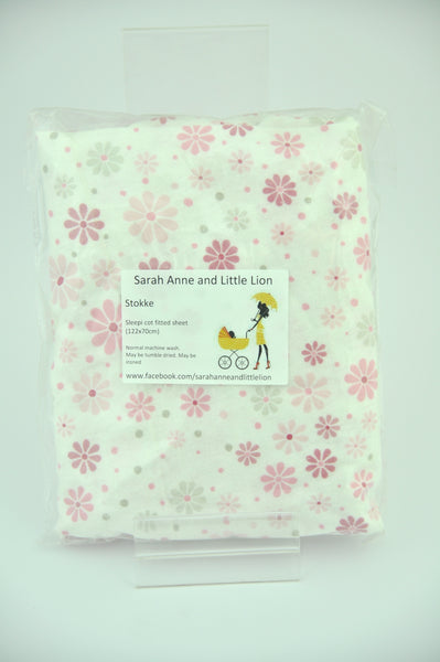 Twin Pack Of Flannelette Sheets Flowers to fit the Stokke Sleepi Cot
