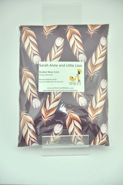 Twin pack - to fit Stokke New Care Change Mat Pad Cover Purple feathers and woodland creatures waterproof
