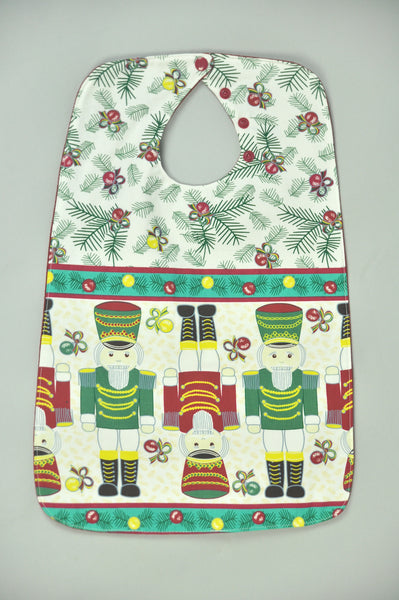 Super bibs! Wider and longer with an adustable neck opening for the perfect fit - Christmas