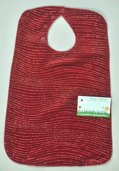 Super bibs! Wider and longer with an adustable neck opening for the perfect fit - Christmas