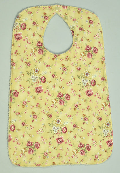 Super bibs! Wider and longer with an adustable neck opening for the perfect fit - Vintage roses beige
