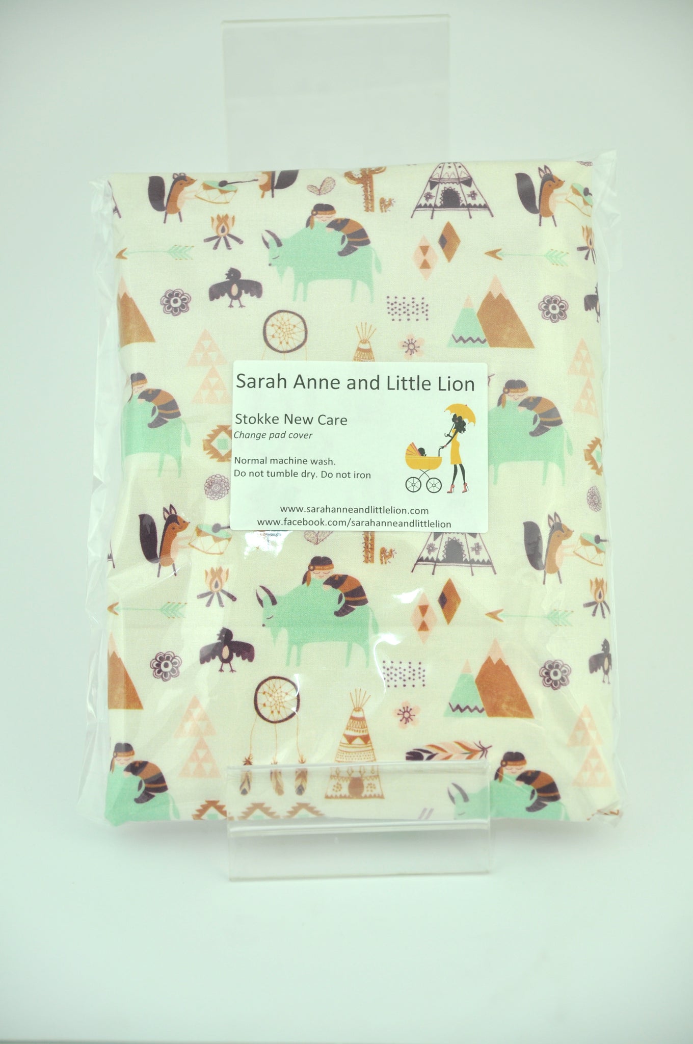Twin pack - to fit Stokke New Care Change Mat Pad Cover Purple feathers and woodland creatures waterproof