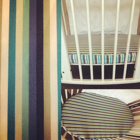 Fitted Sheet to fit the Stokke Sleepi Cot - blue teal stripe