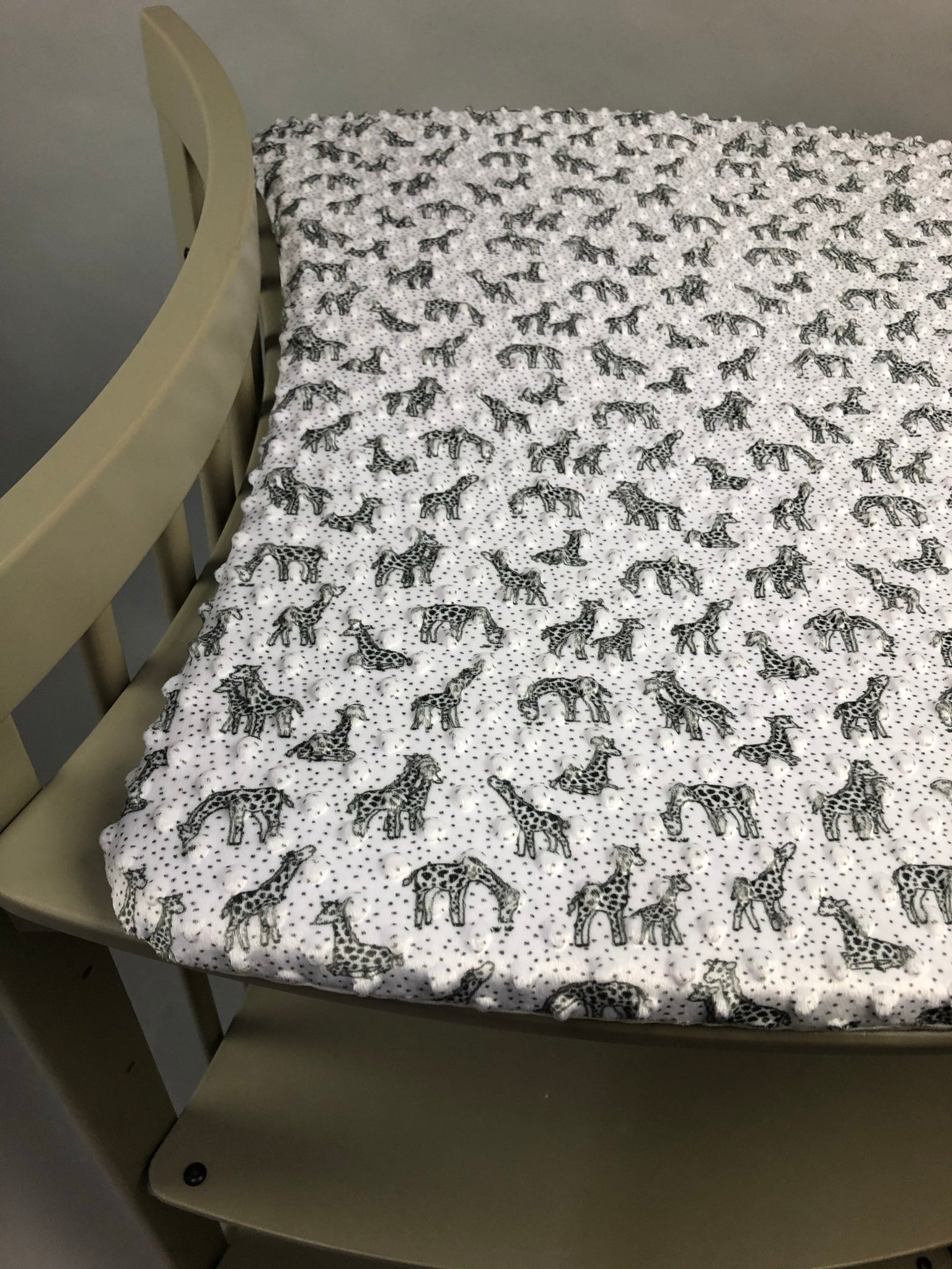 Twin pack - to fit Stokke New Care Change Mat Pad Cover White Minky with giraffes waterproof